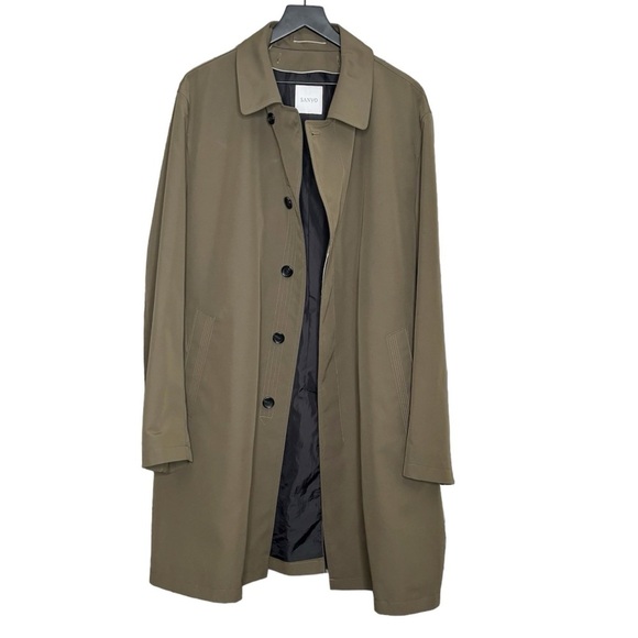 Sanyo Men’s Modern Trench Coat Dark Khaki 46R Midweight - Picture 1 of 10